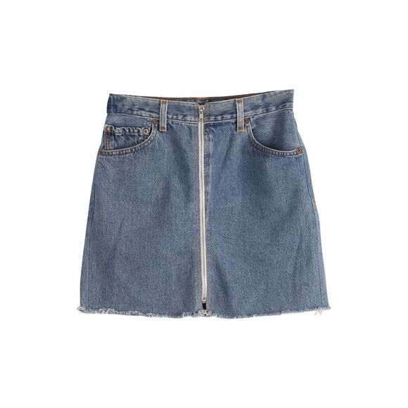 Re/done x Levis Zip Up Mini Skirt in Blue Cotton